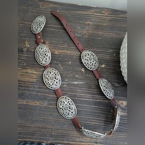 Vintage Brighton Concho Belt Brown Euc